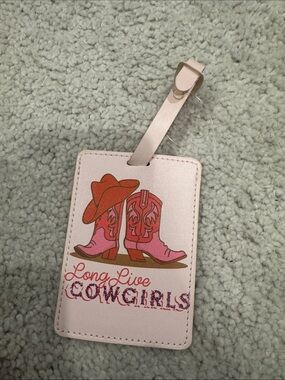Pink Cowboy Boots Luggage Tag - "Long Live Cowgirls"